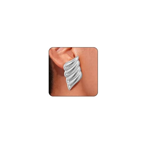 Silver Statement Earrings for Women Silver Chunky Earrings Big Earrings Thick Large Silver Earrings Geometric Rectangle Earrings | Amazon (US)