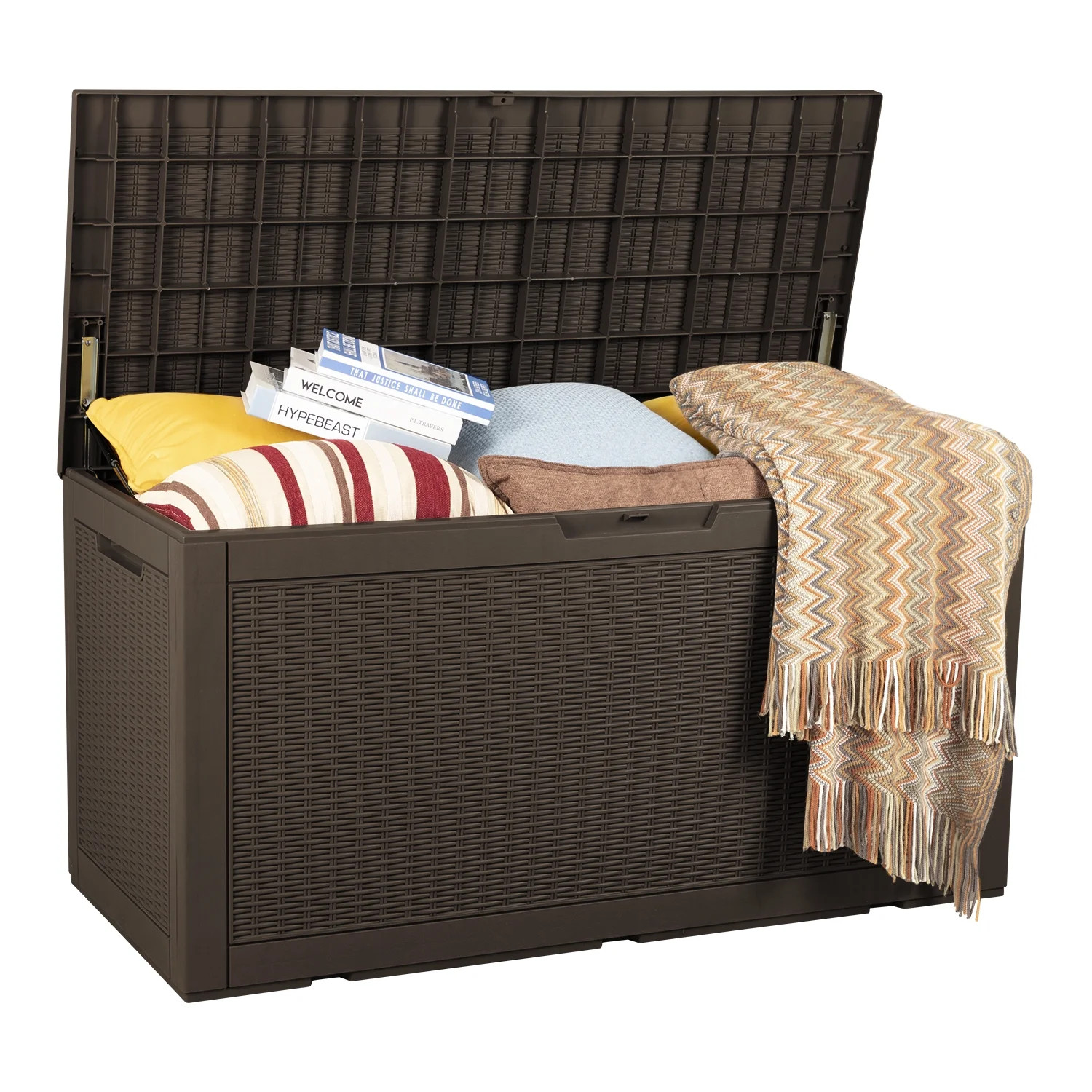 Devoko 100 Gallon Outdoor Box Deck Plastic Resin Storage Box, Dark Brown | Walmart (US)