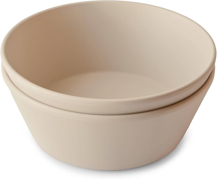 mushie Round Dinnerware Bowls for Kids | Made in Denmark, Set of 2 (Vanilla) | Amazon (US)