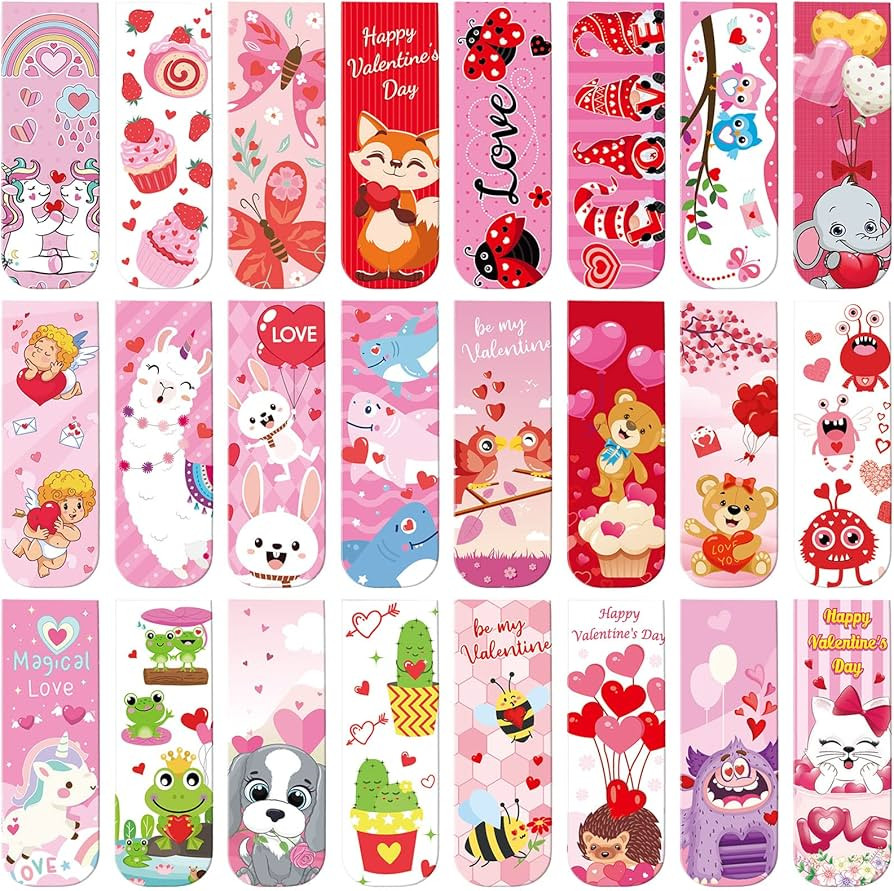 48 Pieces Valentine's Day Magnetic Bookmark Valentines Day Magnetic Page Markers Valentines Day P... | Amazon (US)