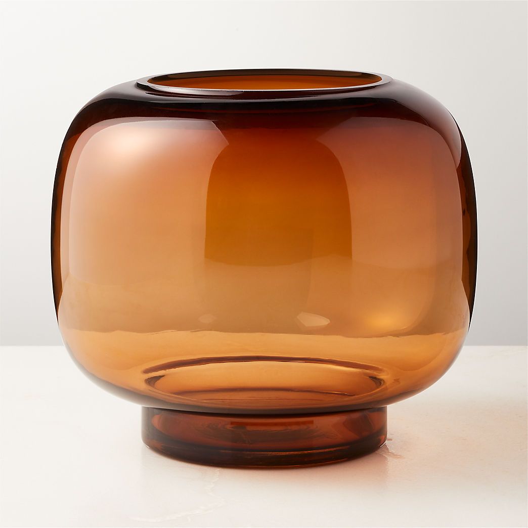 Coco Round Smoked Amber Modern Glass Hurricane Candle Holder Large + Reviews | CB2 | CB2