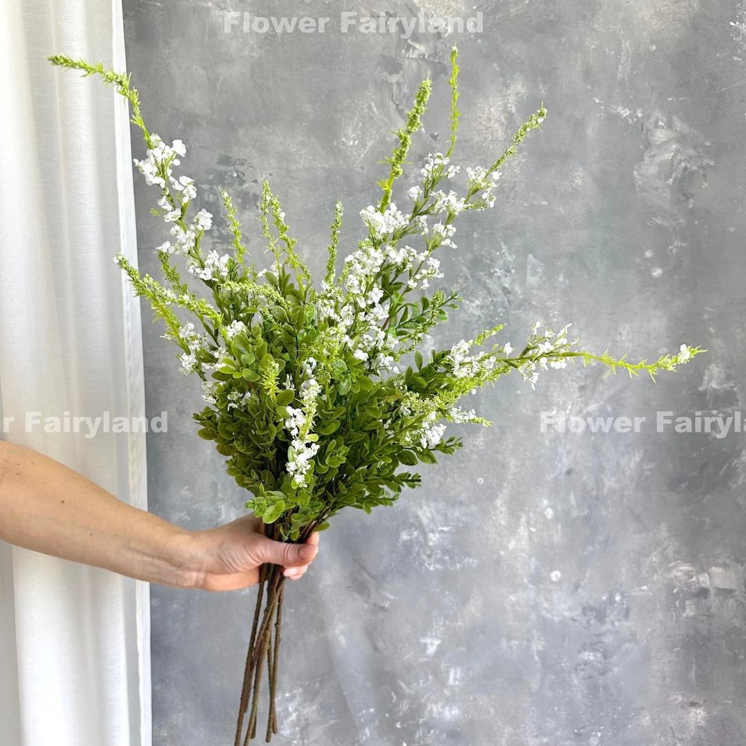 Faux Sage Artificial Flower Centerpieces Floral DIY Wedding Bouquet Home Decors Gifts Bright Whit... | Etsy (US)
