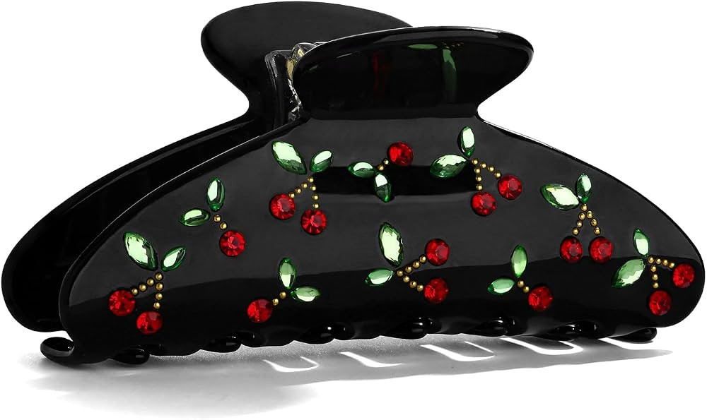 Black Hair Claw Clips for Women Cherry Black Hair Clips Cute Trendy Medium Hair Claw Clips Acryli... | Amazon (US)