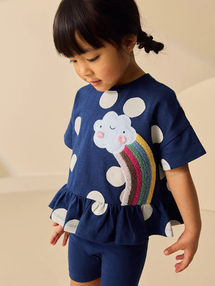 Navy Cloud Peplum Top and Cycle Shorts Set (3mths-7yrs) | Next US