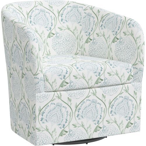 Zara Swivel Chair, Ranjit Floral | One Kings Lane