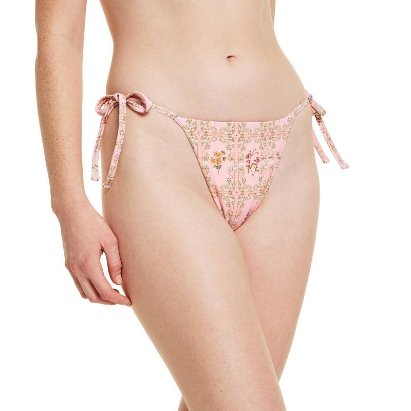 Women's Dainty Floral/Stripe Print Reversible Low-Rise Cheeky Bikini Bottom - Agua Bendita x Targ... | Target