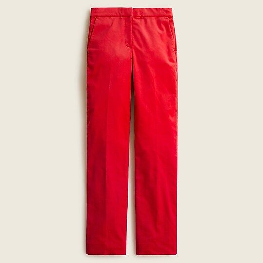 Full-length straight-leg stretch cotton-velvet pant | J.Crew US