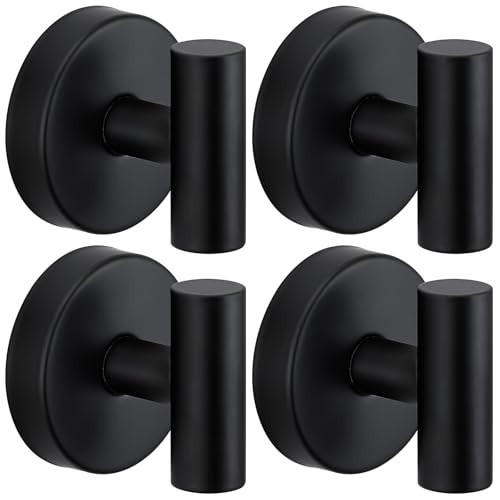 Suction Cup Hooks for Shower - Bathroom Reusable Hooks for Towels, Robes & Loofah - No-Drill Mounting on Kitchen, Walls, Metal, Glass, Mirrors, Tile & Smooth Non-Porous Surfaces Matte Black 4 Pack | Amazon (US)