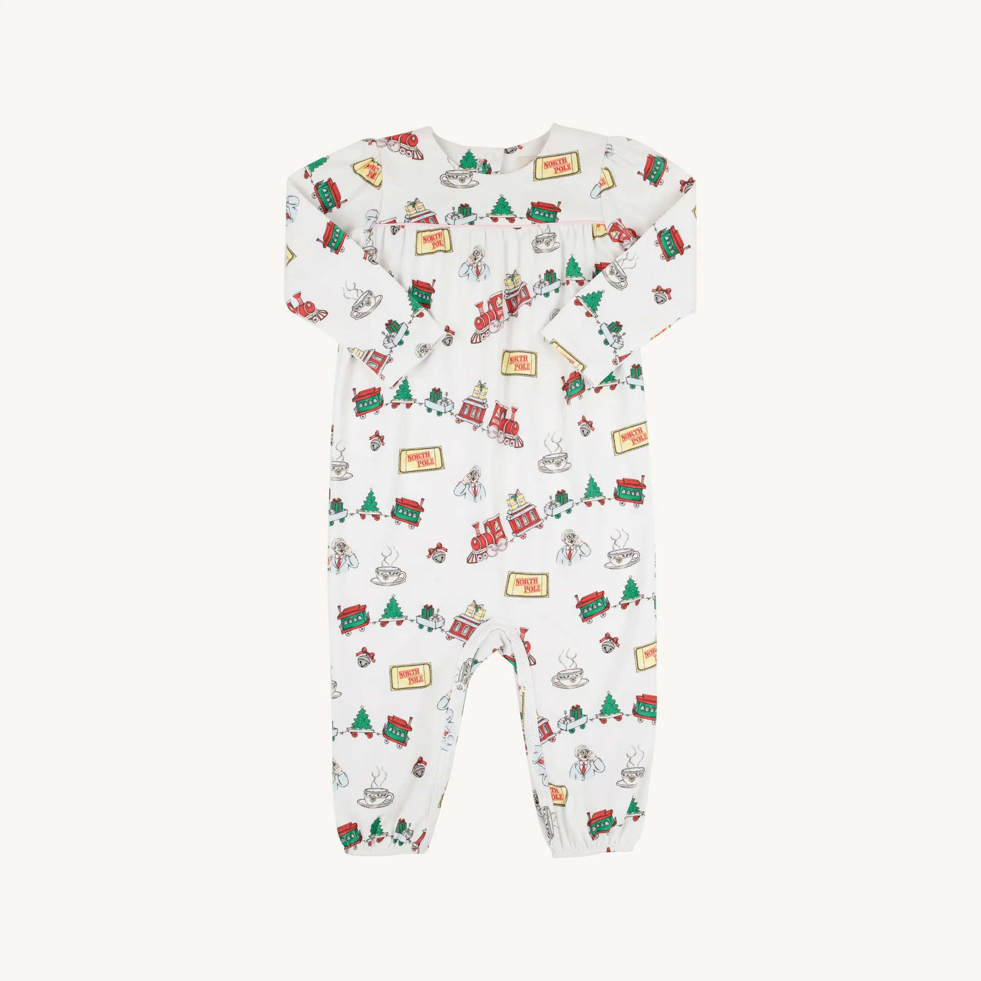 Long Sleeve Penny's Playsuit - T.B.B.C. Express with Palm Beach Pink | The Beaufort Bonnet Company