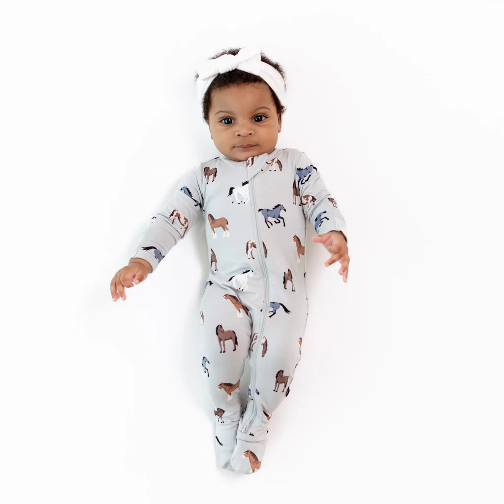 Zippered Footie in Horse | Kyte BABY