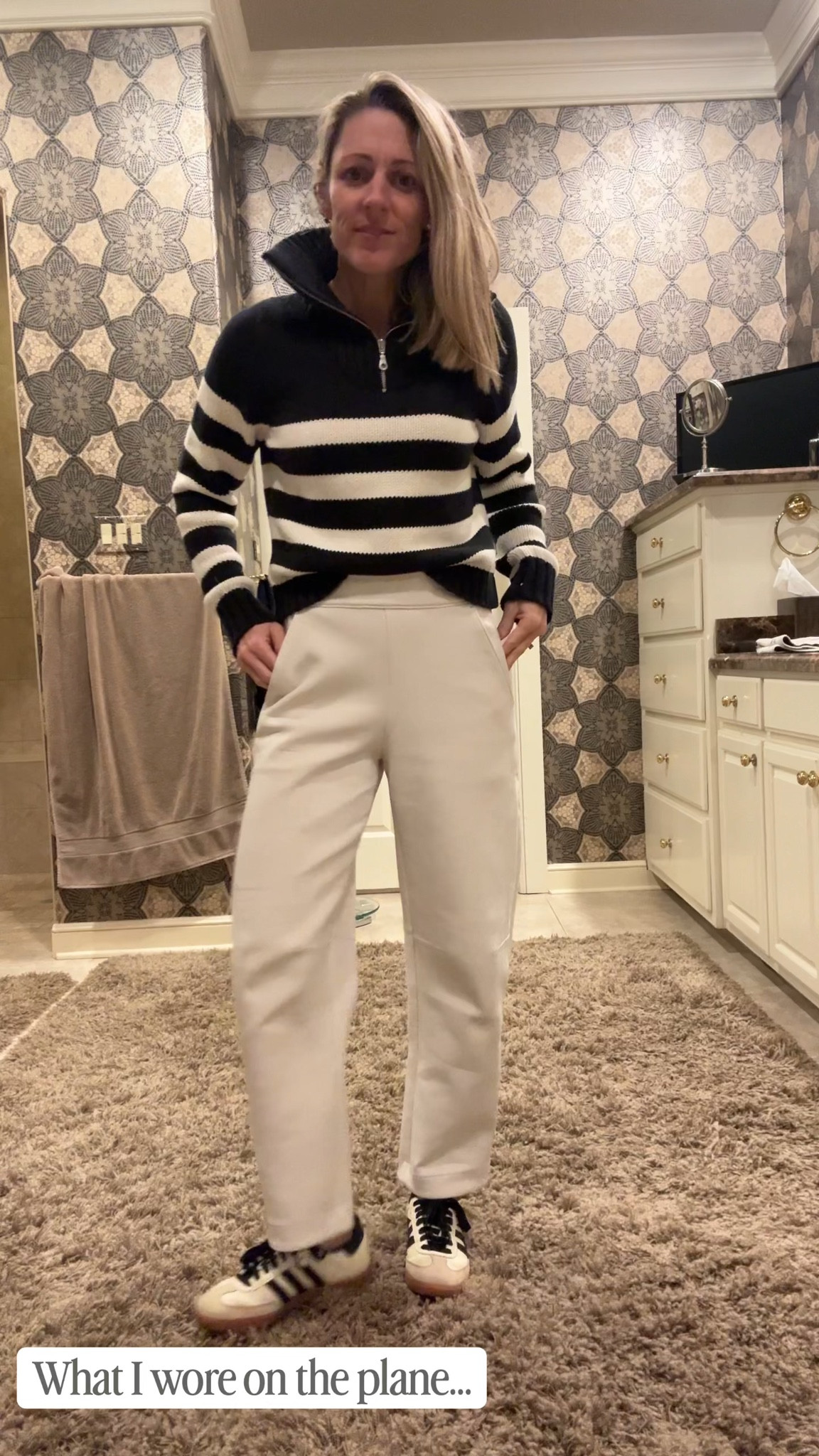 Were this on the plane the other day I’m obsessed with these super soft stretchy barrel pants great for travel. And a classic strike quarter zip sweater that doesn’t stretch out.

#WinterOutfits #TravelOutfits #MomOutfits

#LTKmomlife #LTKTravel #LTKSeasonal
