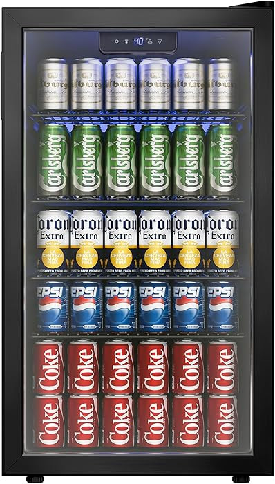 Beverage Refrigerator Cooler, 126 Can Mini Fridge with Glass Door for Wine, Soda Beer, Beverage C... | Amazon (US)