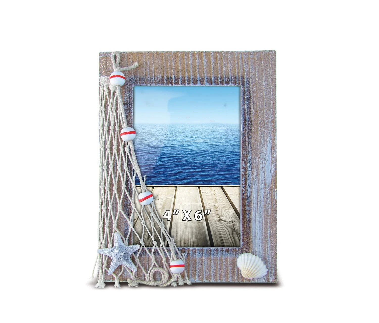 CoTa Global Brown Beach 4x6 Picture Frame - Whitewashed Distressed Wooden Frame with Beachy Decor... | Walmart (US)