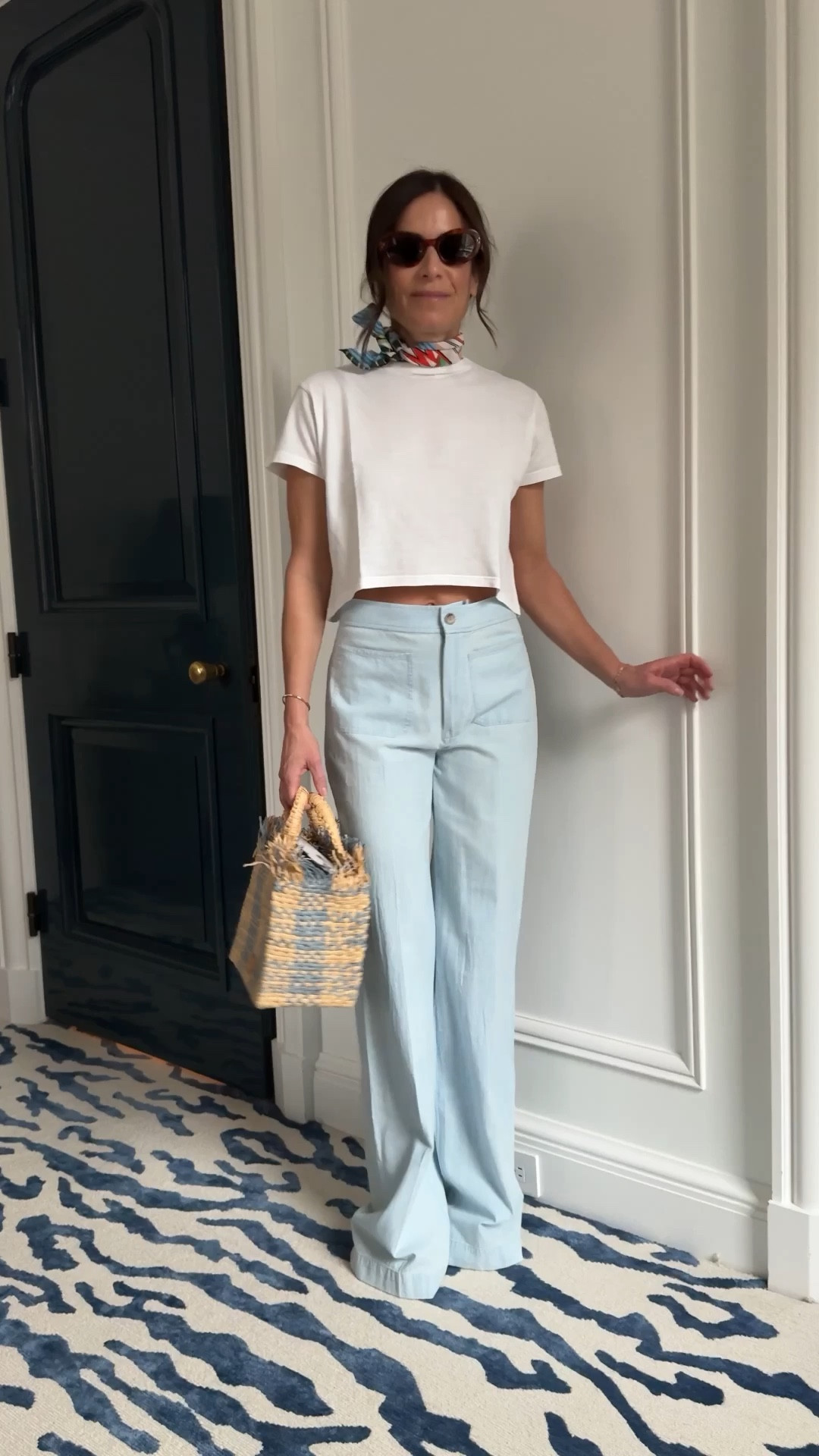 Spring Staples 💙💙💙
Exact links here except for the tee. 
Here is a similar tee from the same brand, @agolde. The one Im wearing is from a few years back. 
For reference, I took a 0 in the jeans and a small in the tee. 


#LTKstyletip #LTKshoecrush #LTKitbag