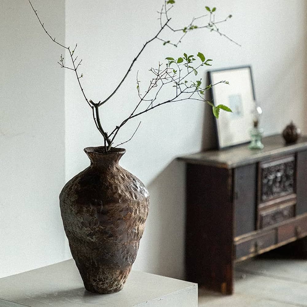 YSNCIDAN Unique vases for Flowers,Stoneware Reactive Glaze Finish Rustic Ceramic Flower Vase Vint... | Amazon (US)