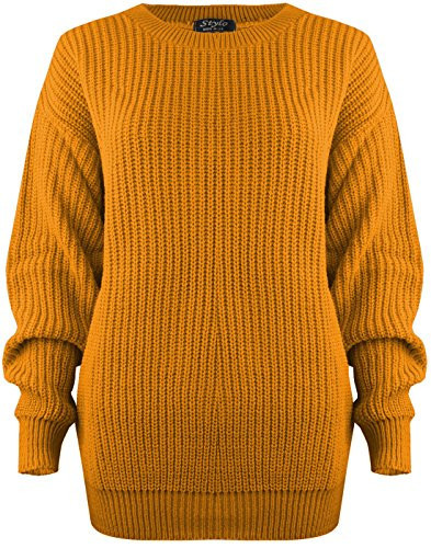 Cozy Oversized Chunky Knit Sweater Pull On Style New Ladies Womens Chunky Baggy Jumper Knitted Sweater Thick Top Mustard Size 16-18 | Amazon (US)