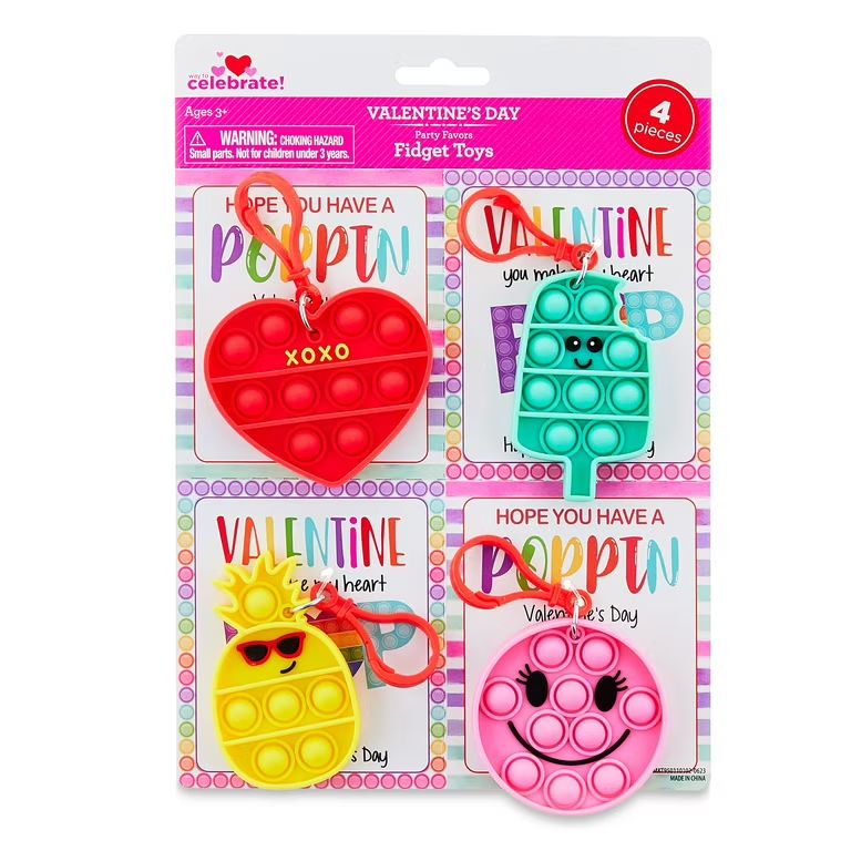 Valentine's Day Fidget Toys Party Favors, Ages 3+, 4 Count, by Way To Celebrate | Walmart (US)