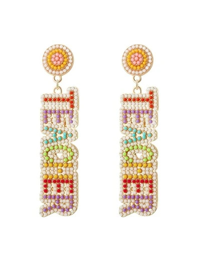 1pair Bohemian Style Beaded & Oil Drip TEACHER Drop Earrings as Teacher's Day Gift For Campus Fas... | SHEIN