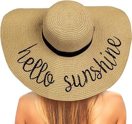 Foldable Beach Hats for Women, Embroidered Floppy Hats for Women Beach, Vocation, Cruise, Honeymo... | Amazon (US)