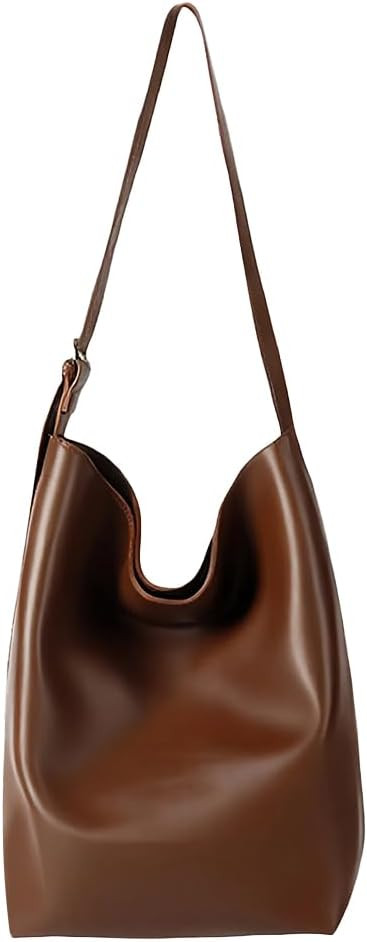 Hobo Tote Bag for Women, Vegan Leather Bucket Bags, Soft Shoulder Bag for Travel & Work | Amazon (US)
