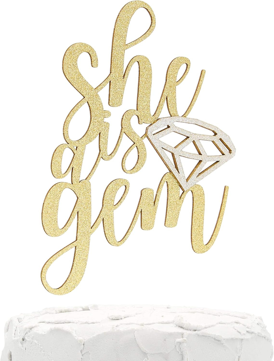 NANASUKO Party Cake Topper - she is a gem - Premium quality Made in USA - double sided gold glitt... | Amazon (US)