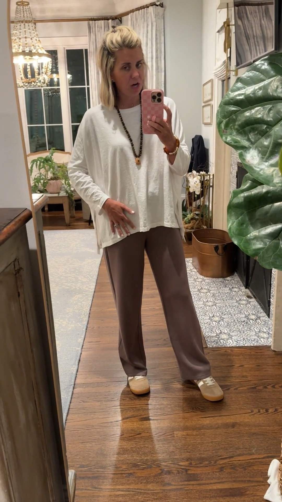 Petite top (use code Catherine15)
S petite pants
8 shoes

Easy and chic! Ha

#LTKmomlife #LTKootd #LTKTravel