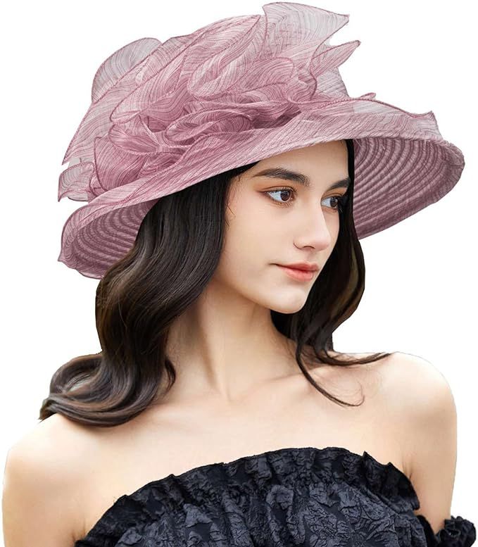 Organza Kentucky Fascinator Hat for Women - Derby Cocktail Tea Party Sun Hat Wedding Bridal Flowe... | Amazon (US)