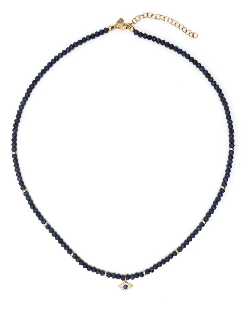 Ef Collection 14kt yellow gold Evil Eye sapphire beaded necklace | Farfetch Global