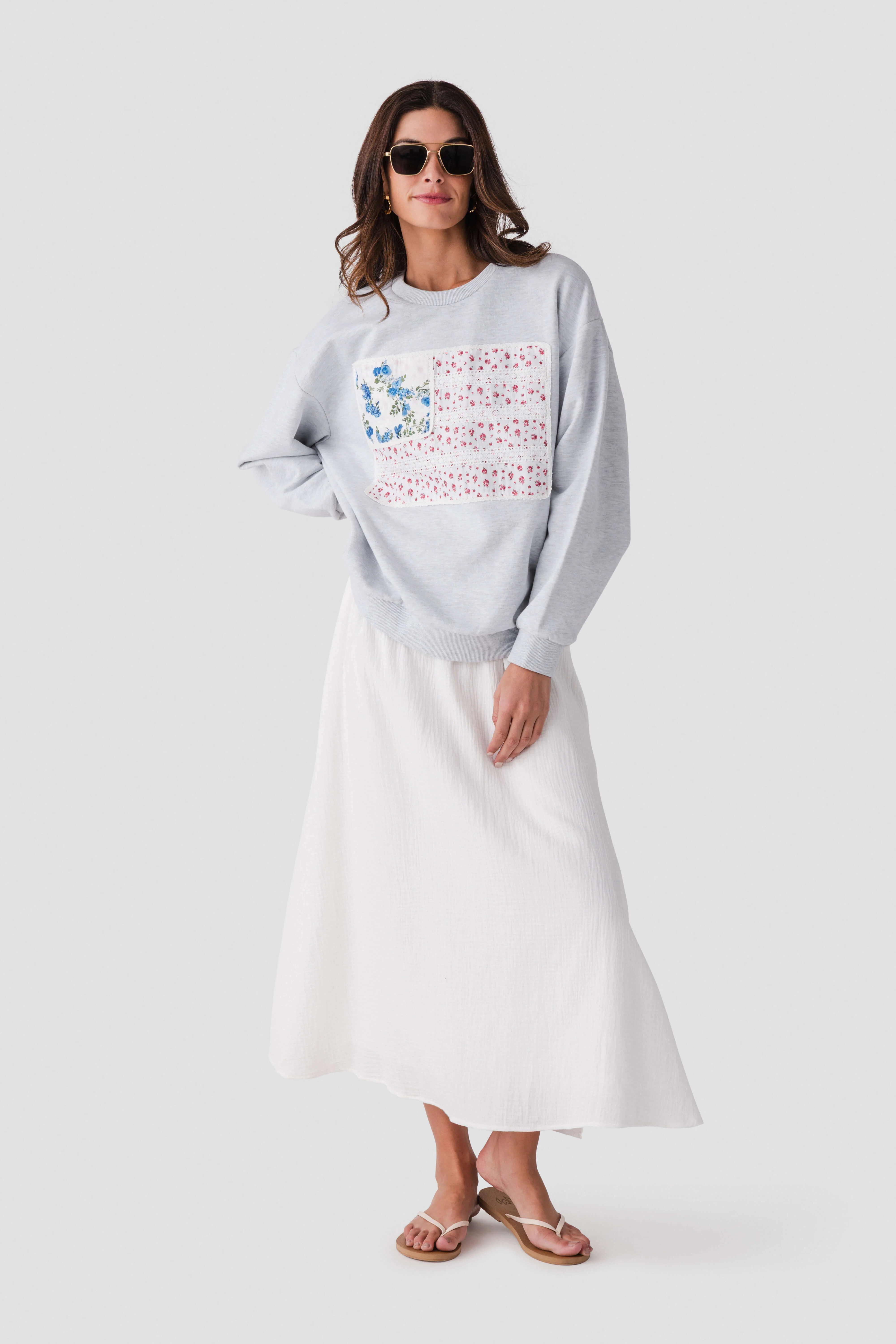 Vintage Havana American Flag Applique Crewneck | Social Threads