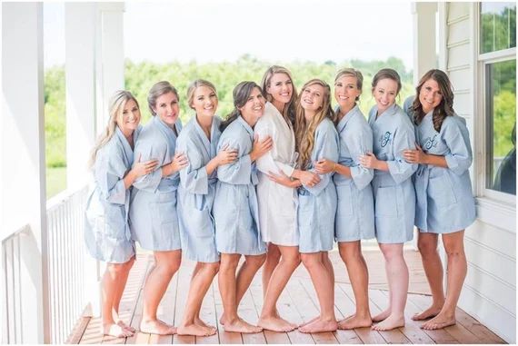 Set of 7 Light Blue Monogrammed Spa Robes  Getting Ready - Etsy | Etsy (US)