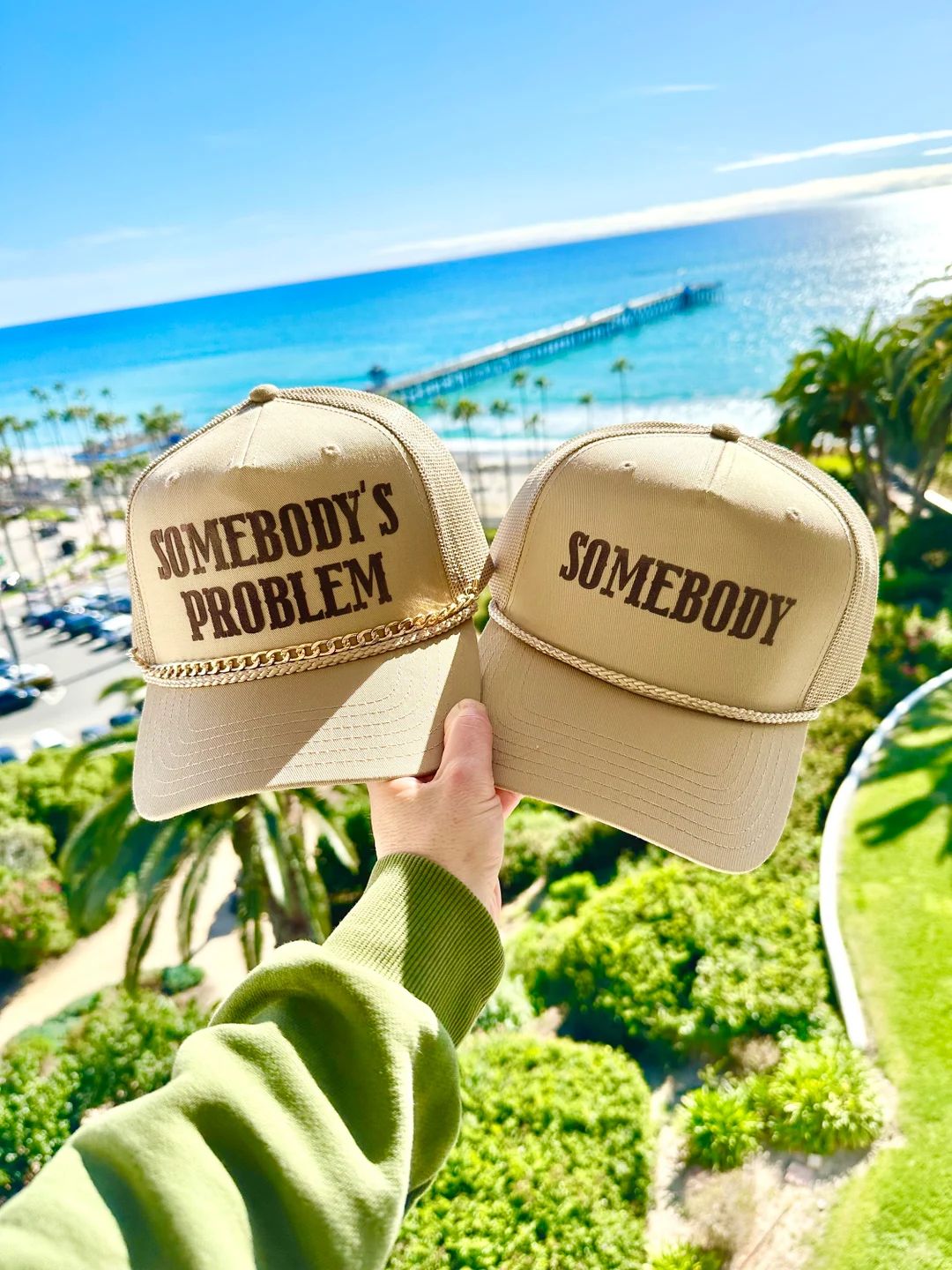 Somebodys Problem Couple Hats, Khaki Trucker Hat - Etsy | Etsy (US)