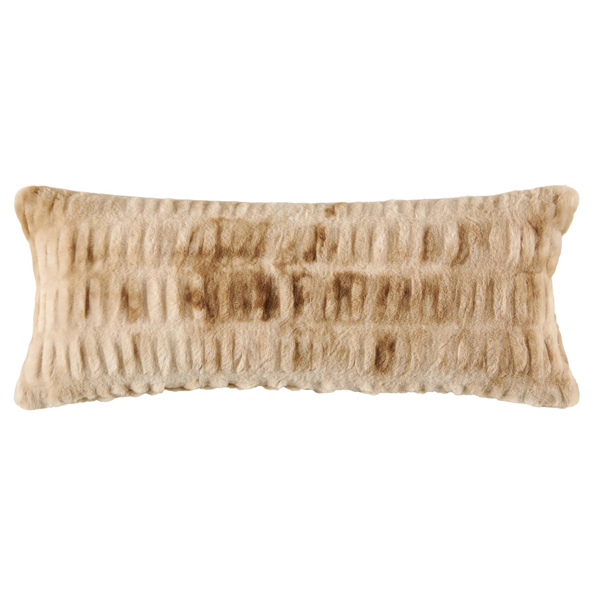HiEnd Accents Ruched Rabbit Plush Solid Color Classic Modern Chic Lumbar Pillow with Down Insert ... | Joss & Main