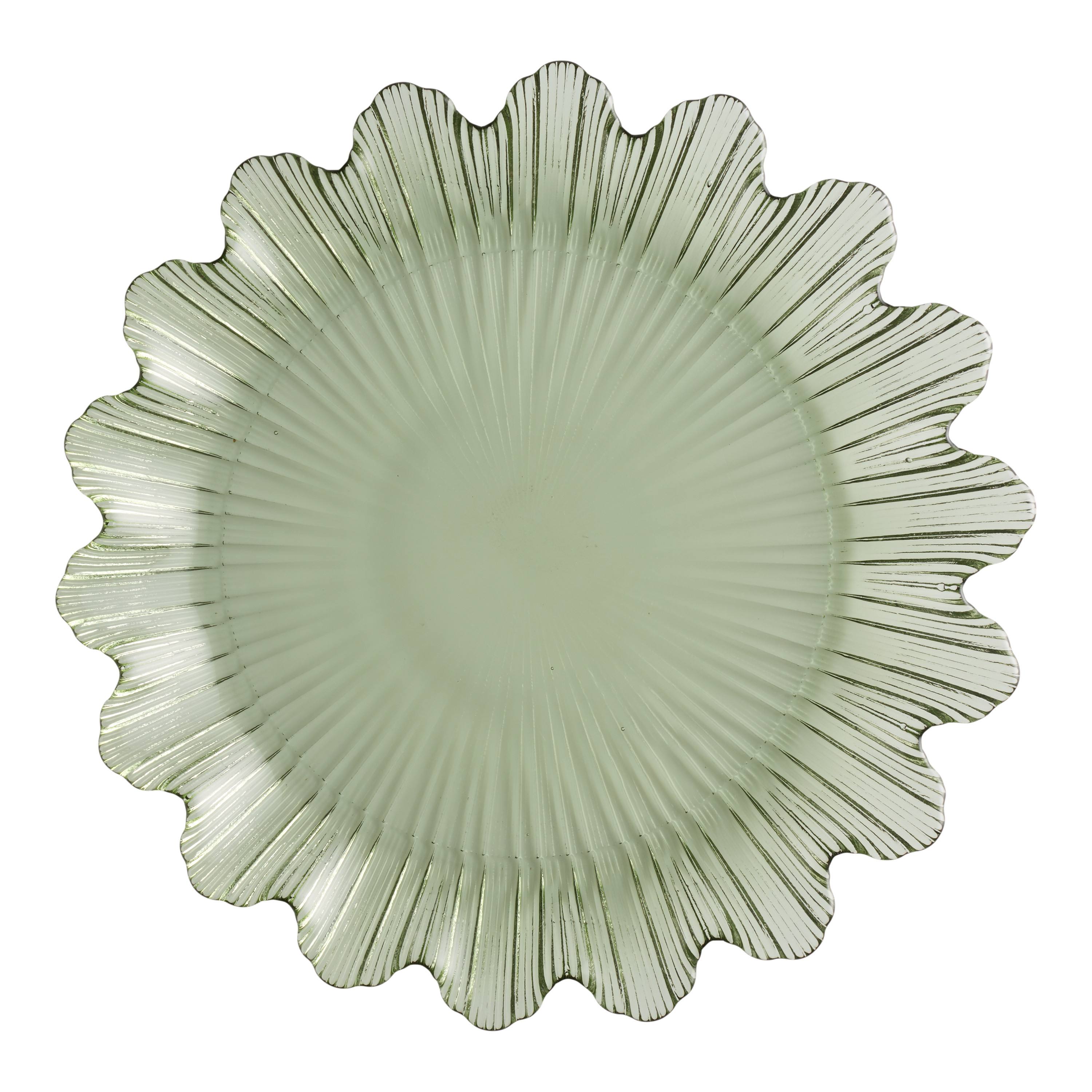 Green Glass Ribbed Flower Shaped Appetizer Plate | World Market