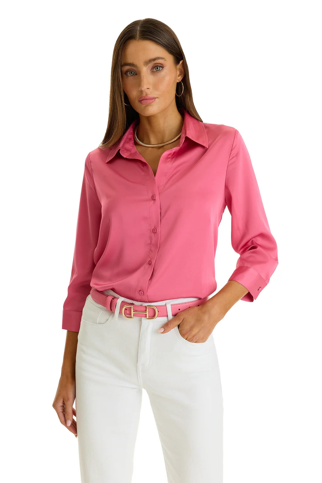 Sara Silk Blouse - Petal Pink | The Noli Shop