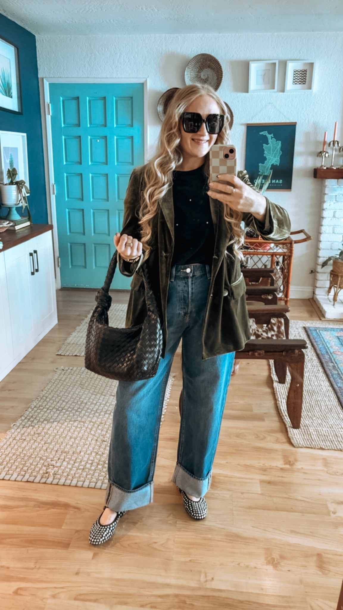 Velvet blazer styled casually ✨ perfect for the holidays! 

These cuffed jeans are under $40 and a new favorite! The rhinestone studded tee is such a cute base layer too. 

Wearing M in tee (blazer is StyleWe but linked similar) and size 8 in jeans. Fit is TTS. 140 lbs and 5’7” for reference! 

Holiday outfit, Elevated casual, velvet blazer, studded flats, Mary Jane’s, cuffed jeans, target jeans, holiday outfit, fall style, fall outfit, elevated jeans outfit, basic tees, casual look, everyday style, fall outfit inspo, fall stule, winter style, winter looks

#LTKHoliday #LTKSeasonal #LTKStyleTip