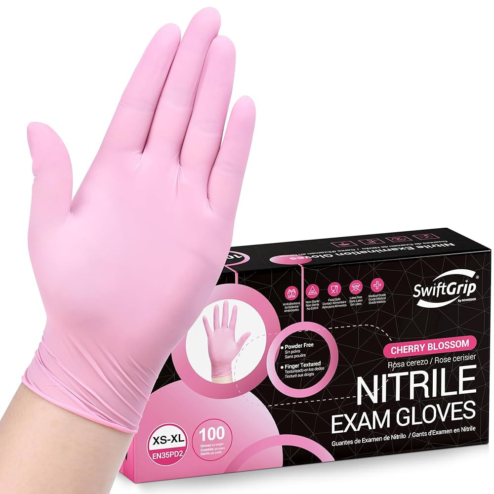 Pink Disposable Gloves, Medical exam Gloves Disposable Latex Free, Gloves for Cleaning & Esthetic... | Amazon (US)