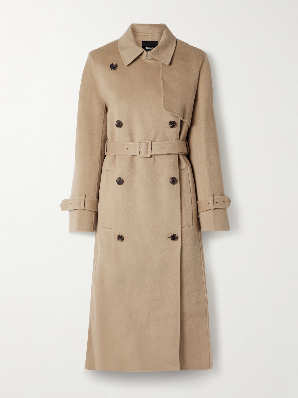 Theory - Double-breasted Wool And Cashmere-blend Felt Trench Coat - Camel | NET-A-PORTER (UK & EU)
