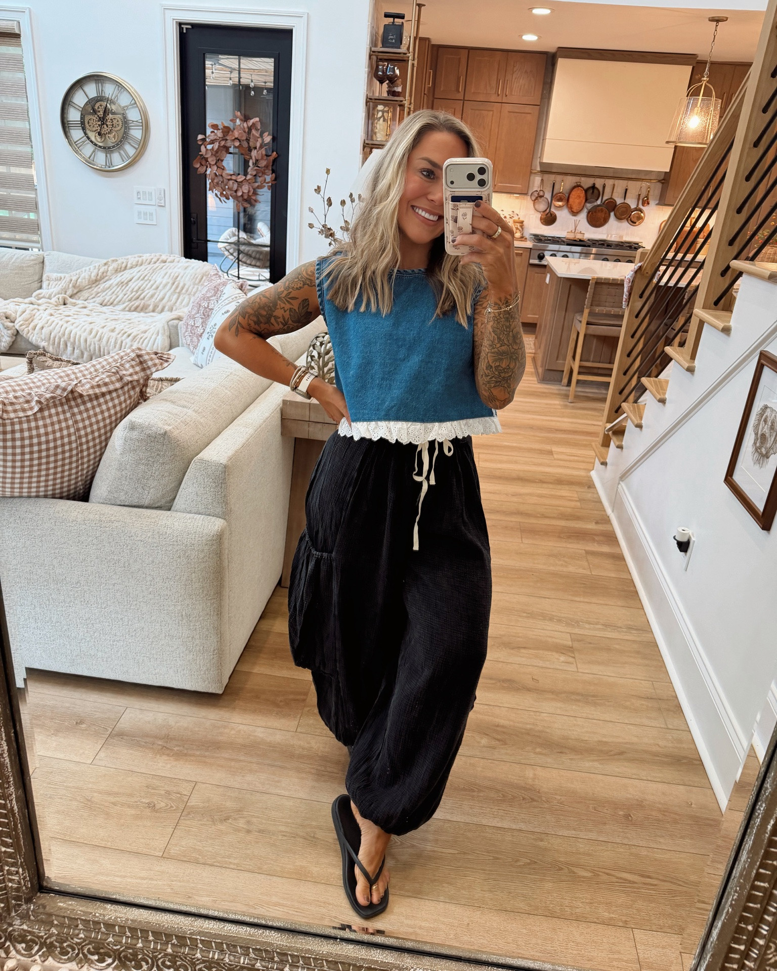 Cutie finds from @copperandcloth.shop 🖤 I LOVE a statement pant & these are two great pairs! In the M in the black cloud chaser & a S in the stripes (size down)! M in the denim top 😌 code HOLLEY10 To save! 

Casual style / ootd / fall / comfy / Holley Gabrielle

#LTKootd #LTKSeasonal #LTKPetite