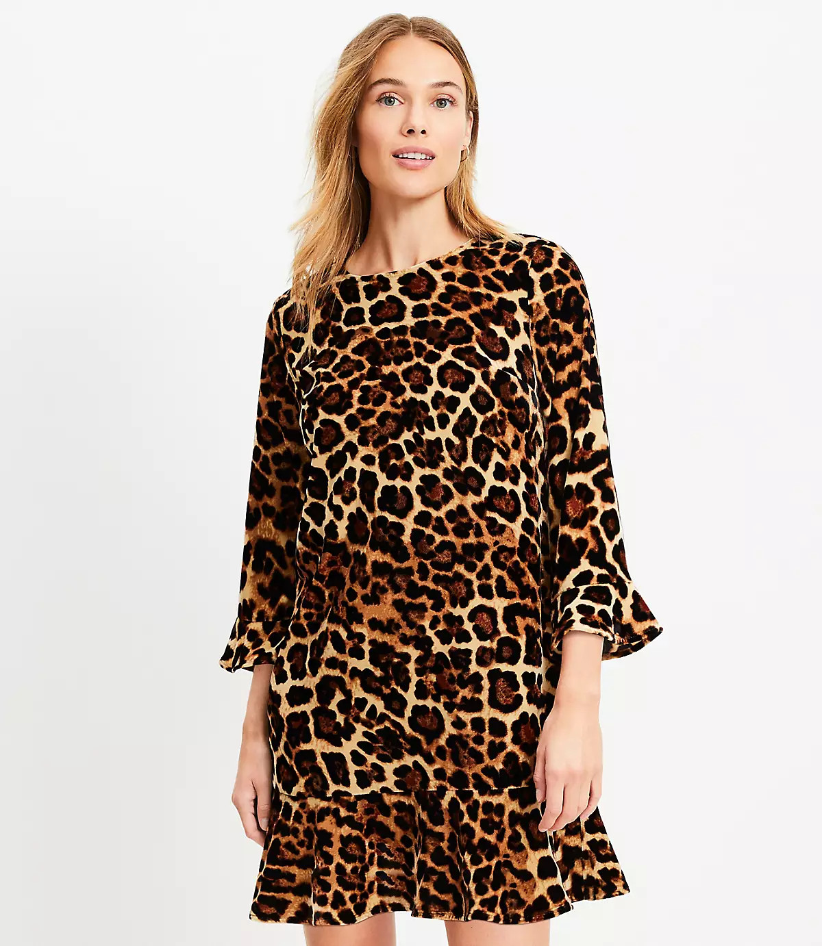 Leopard Print Flounce Mini Dress | LOFT