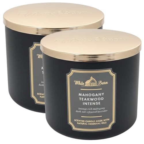 Bath & Body Works White Barn 3-Wick Candle in Mahogany Teakwood High Intensity (Pack of 2) | Amazon (US)