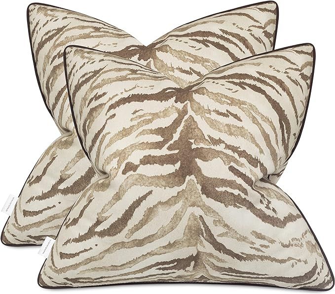 Amazon.com: MANOJAVAYA Set of 2 Pcs Tiger Print Decorative Square Throw Pillow Cover - Sofa, Couc... | Amazon (US)