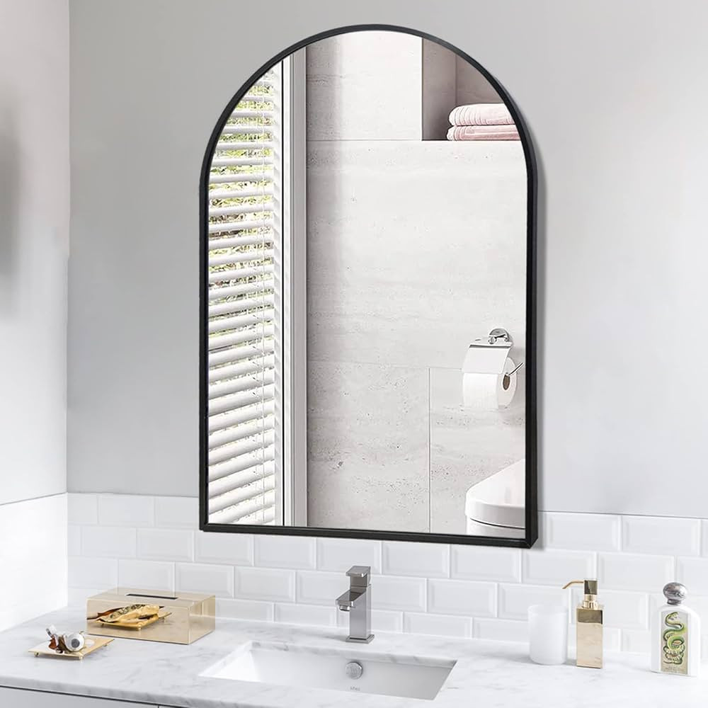Black Arched Mirror 24x36 Inch, Arched Wall Mirror for Bathroom, Arch Bathroom Mirror with Metal ... | Amazon (US)