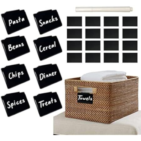 32 Pieces Basket Labels Clip Set, Include 30 Pieces Kitchen Clip Label Holder Removable PVC Bin with | Amazon (US)