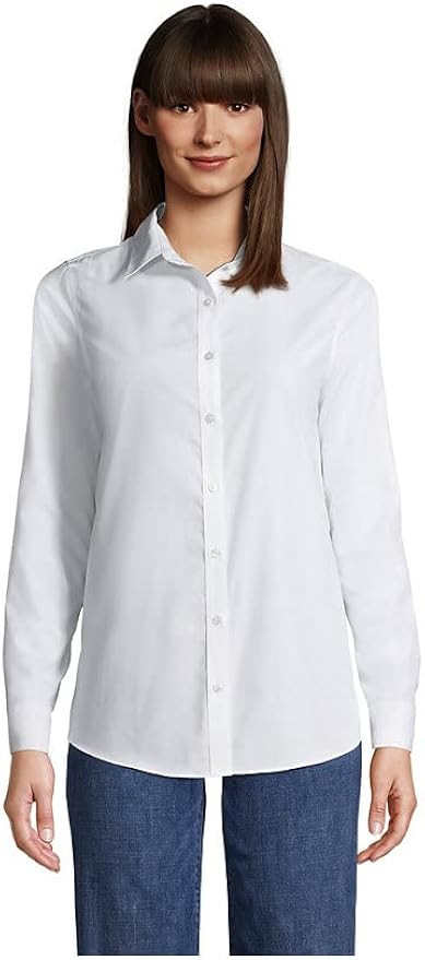 Lands' End Women's No Iron Supima Cotton Long Sleeve Shirt | Amazon (US)