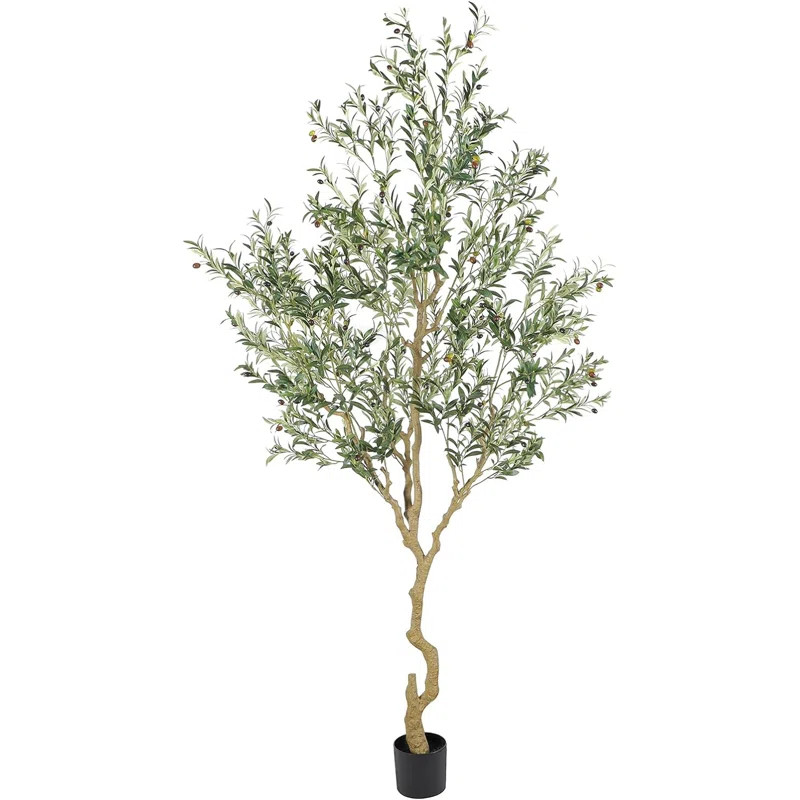 Tall Faux Olive Tree，9ft(108in) Realistic Texture Potted Silk Artificial Olive Tree. | Wayfair North America