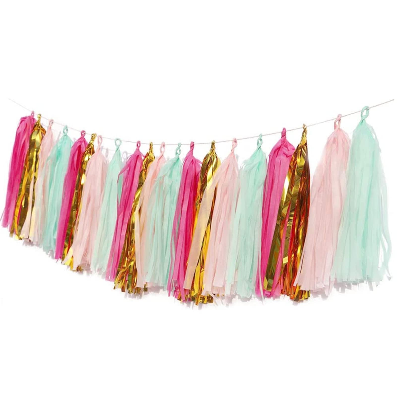 20pcs Rose Pink Party Garlands Hot Pink Mintgreen Gold Tassel Garland Banner for Birthday Engagem... | Amazon (UK)