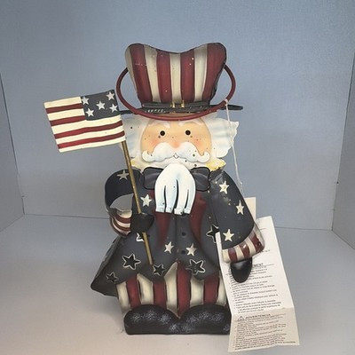 Rustic 14\u201d  Patriotic Folk Art Americana Uncle Sam Tin Lantern Vintage Homco | eBay | eBay US