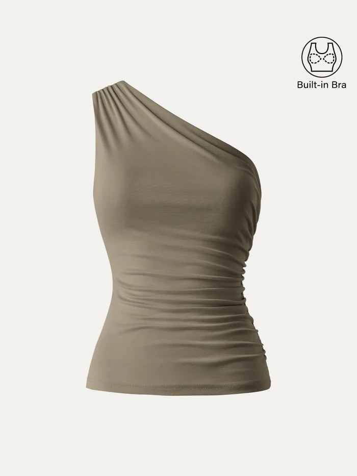Sandwashed One Shoulder Ruched Bra Tank | OGLmove