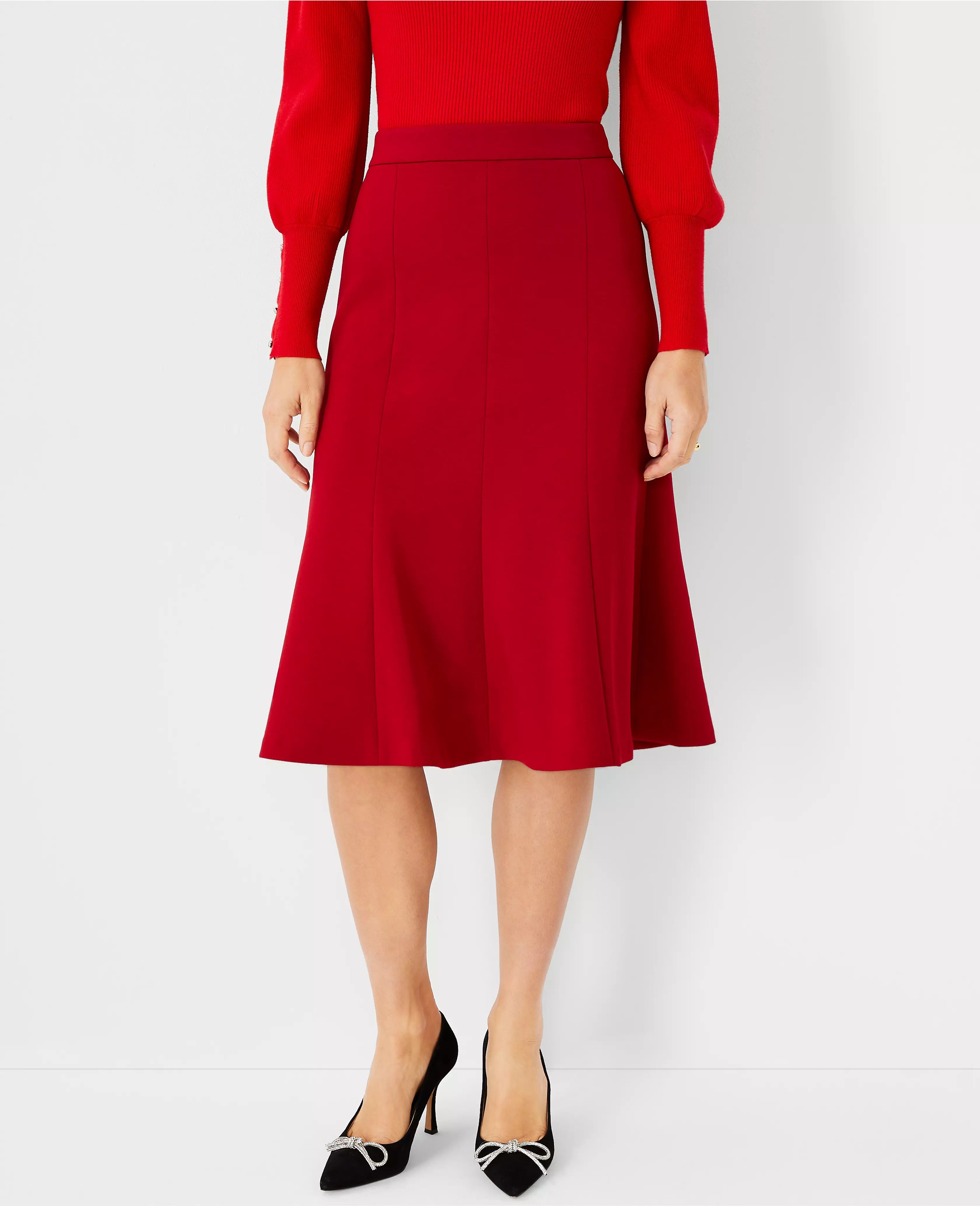 The Petite Seamed Flare Skirt in Double Knit | Ann Taylor (US)