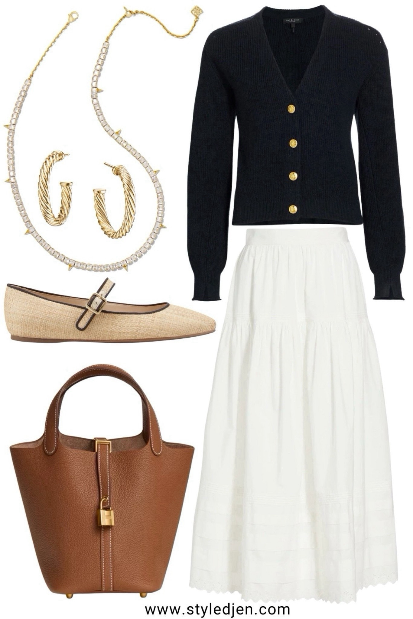 Rag and bone navy cardigan (xs) with red dress boutique white maxi skirt. The best white skirt for spring! I am SO obsessed! Marc fisher raffia ballet flats (use code styledjen20 for 20% off their entire website), Kendra Scott necklace  



#LTKFindsUnder100 #LTKStyleTip #LTKSeasonal